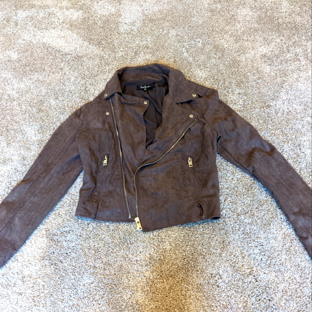 Lulu's Moto Jacket Brown Suede